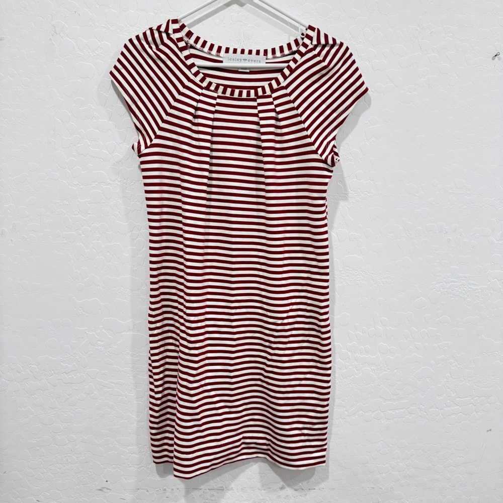 Lesley Evers Striped Dress Womens XS Red White Preppy Old Money